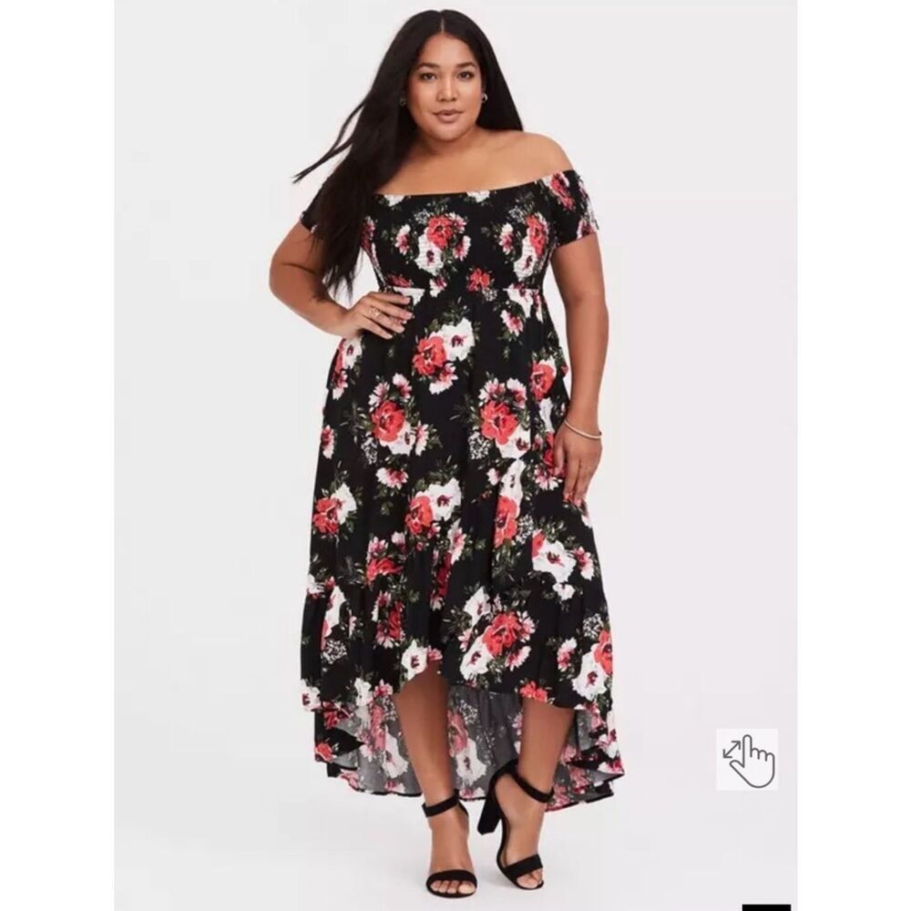 EUC torrid Maxi Challis Off-Shoulder Dress - Size 2 - Picture 1 of 10